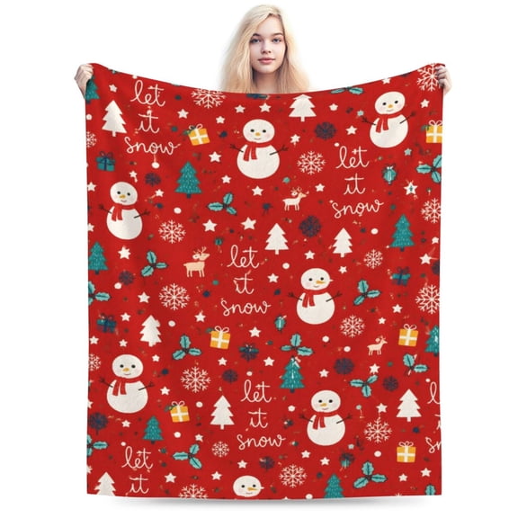Christmas Snowman Pattern Blanket Winter Snowflake Throw Blanket Cozy Soft Home Decor Gift for Family Friends 50x40