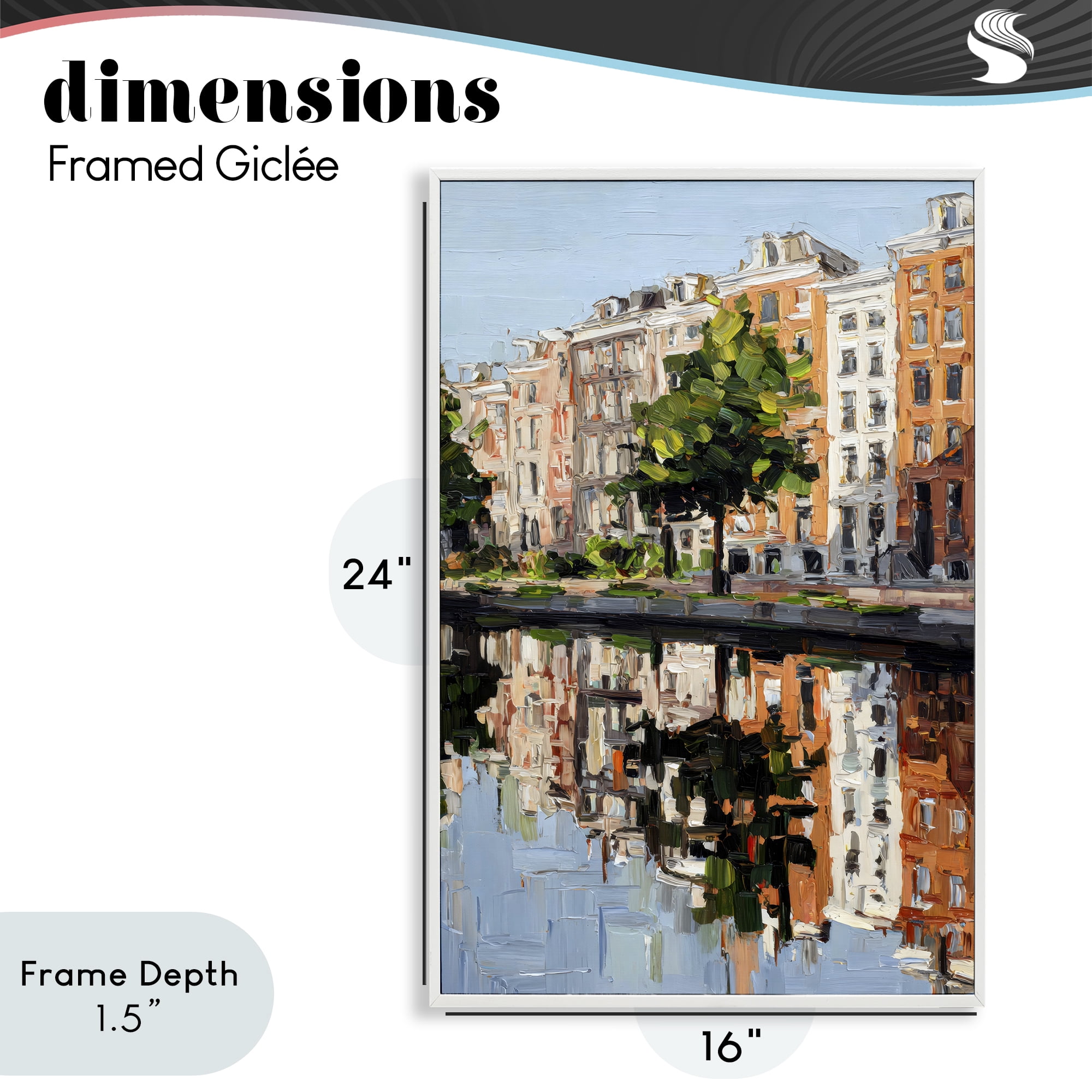 Stupell Industries Waterside Apartments on Canal White Framed Giclee Art, design by Petal Prints Design