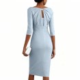thumbnail image 5 of Women's Party Dress Evening Dress 3/4 Sleeve Fitted Elegant Cocktail Dress for Spring Fall Banquet Wedding Guest,Sky Blue,2XL, 5 of 6