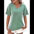 thumbnail image 2 of Blusas de Verano con Cuello en V para Mujer, Camisetas Extragrandes, Blusas de Corta para Mujer, Atuendos Informales Elegantes para el Trabajo. Verde XL, 2 of 10