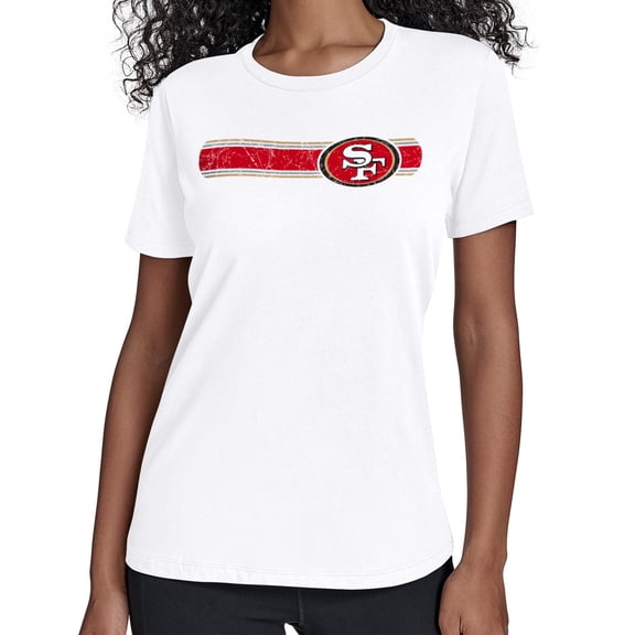 Women's Starter White San Francisco 49ers Team Stripe T-Shirt
