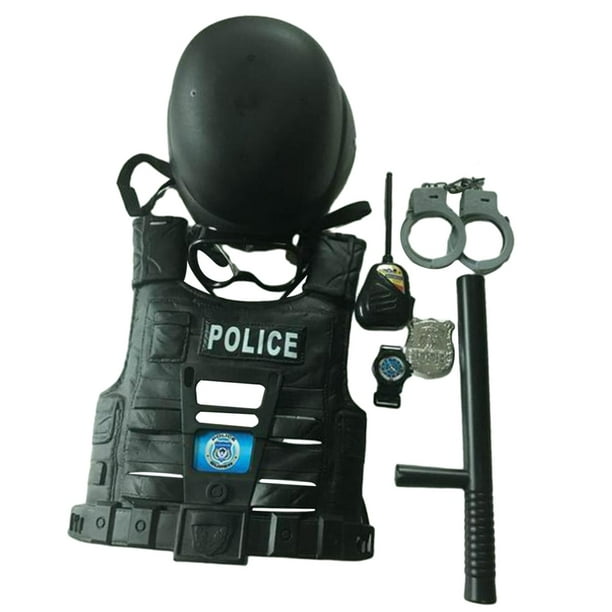 Disfraz de policía para niños,Disfraz de policía para niños Set de juego de simulación de policía,Juego de juguetes de rol de policía para niños Fiestas de Halloween,Conjunto de