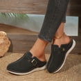 thumbnail image 2 of Rokment Orthopedic Wedges Mules and Clogs for Women 2026 Spring Summer Comfortable Fashion Suede Buckles Closed Toe Walking Sandals Casual Arch Support High Heel Dressy Half Slippers Black Size 6, 2 of 8