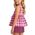 thumbnail image 5 of Yutgune Toddler Girl Cute Summer Outfits Plaid Sleeveless Tops and Shorts 2 Piece Set, 3-10 Years, 5 of 7