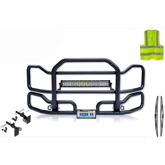 Full Front Bumper Grille Deer Moose Brush Guard Black - No Fog Compatible with T680 Next Gen 2022 