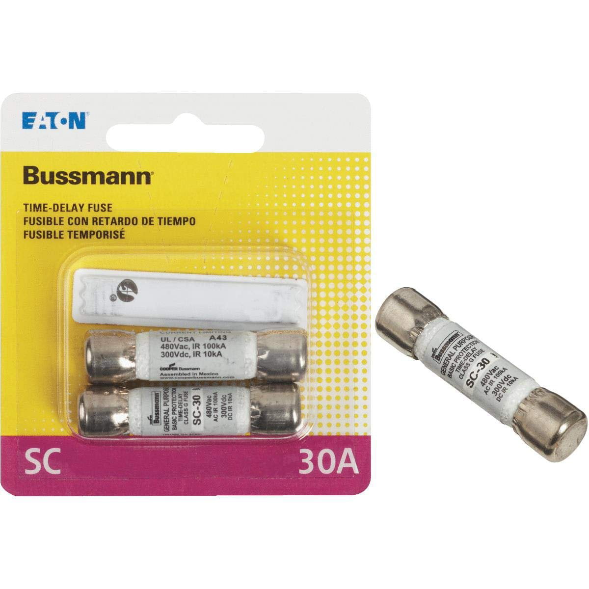 SC-1 Bussmann SC-1 1Amp Time-Delay Class Fuse G Melamine Tube 600V UL Listed. 