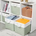 thumbnail image 2 of 13 x 13 Inch Extra Large Storage Cubes,6 Pack Cube Storage Bins for Shelves，Fabric Collapsible Storage Bins with Handles, Foldable Storage Basket for Organizing Clothes, Toys (White&Green), 2 of 12