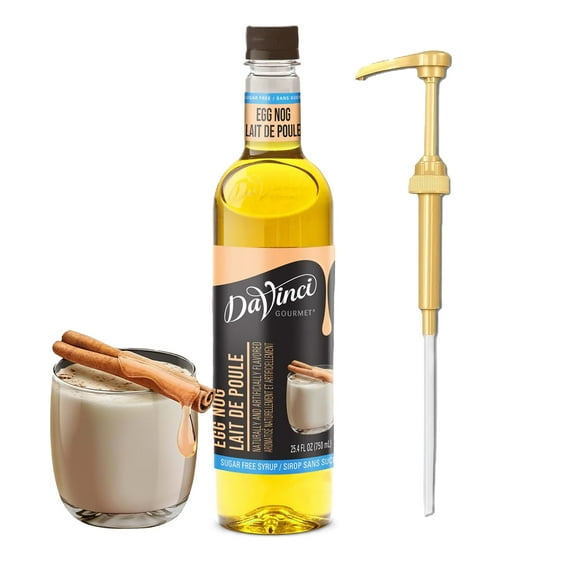 DaVinci Gourmet Egg Nog Sugar Free Syrup, 25.4 fl oz (750ml) Plastic Bottle with Absol Gold Pump