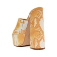 thumbnail image 2 of SCHUTZ Womens Yellow Animal Print Snake 2" Platform Padded Cali Square Toe Block Heel Slip On Leather Heeled Sandal 8, 2 of 3