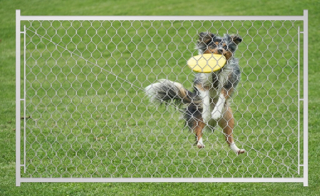 Privacy Fence Adjustable Chain Link Walk Gate Kit with Round Corner Frame, Fit-Right, 3.8'H,Fence Panels