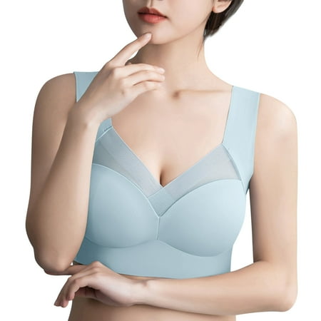 LEEy-World Plus Size Lingerie Shockproof Bras Running Woman Dry Quick Underwear Size Fitness L With String Light Blue L