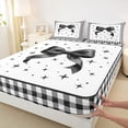 thumbnail image 4 of Manfei Black Bow Checkered Print Queen Sheet Sets for Women, Cute Stars Print Bed Set, 4 Pieces, 4 of 5