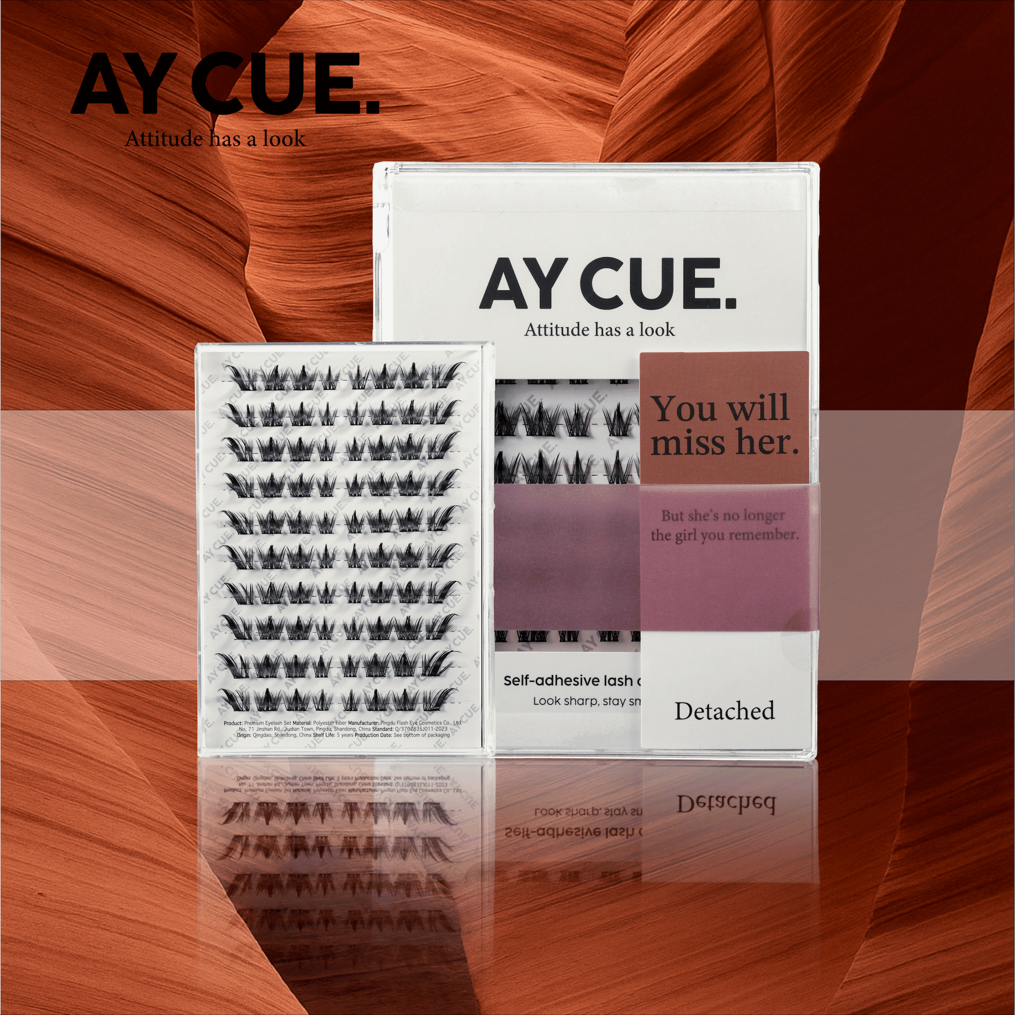 AYCUE #YOU WILL MISS HER# Self-adhesive Lash Clusters C Curl 10-14mm 80Clusters Glue-free Eyelashes Extensions for Natural Look Easy Application