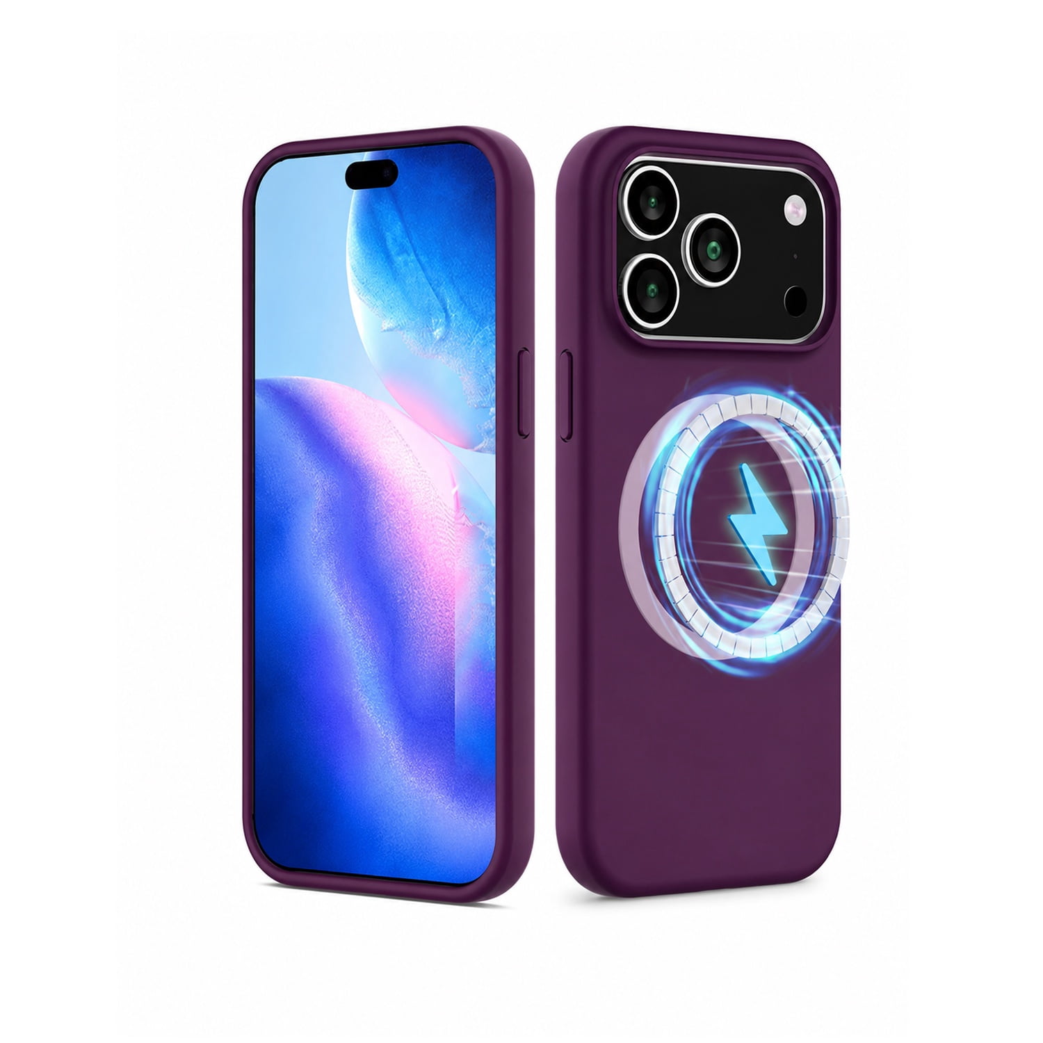 Flexible Silicone Wireless Charging Case for iPhone 17 Pro Max - Purple