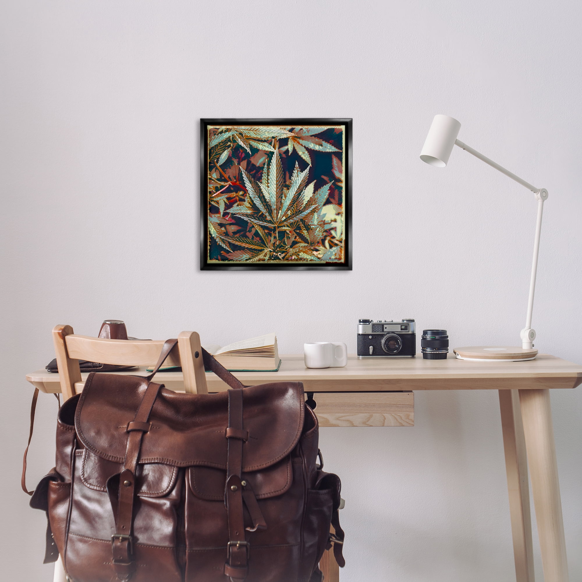 Stupell Industries Heavy Metal Cannabis Plants & Flowers Painting Black Floater Framed Canvas Art Print Wall Art, 25 x 25