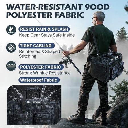 Expandable Fishing Tackle Bag with Boxes - Waterproof Storage for Saltwater & Freshwater