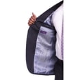 thumbnail image 3 of Napoli Classic Fit Navy Blue Step Weave Half Canvassed Guabello Wool Suit, 3 of 5