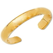 14k Yellow Gold Shiny High Polished Plain Band Toe Ring Adjustable