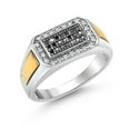 thumbnail image 2 of Gem Stone King Men's 925 Sterling Silver and 10K Yellow Gold Black Diamond and White Lab Grown Diamond Ring for Men | 0.40 Cttw | 9.5MM Width (Size 12), 2 of 4