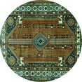 thumbnail image 1 of Ahgly Company Machine Washable Indoor Round Persian Turquoise Blue Traditional Area Rugs, 4' Round, 1 of 4