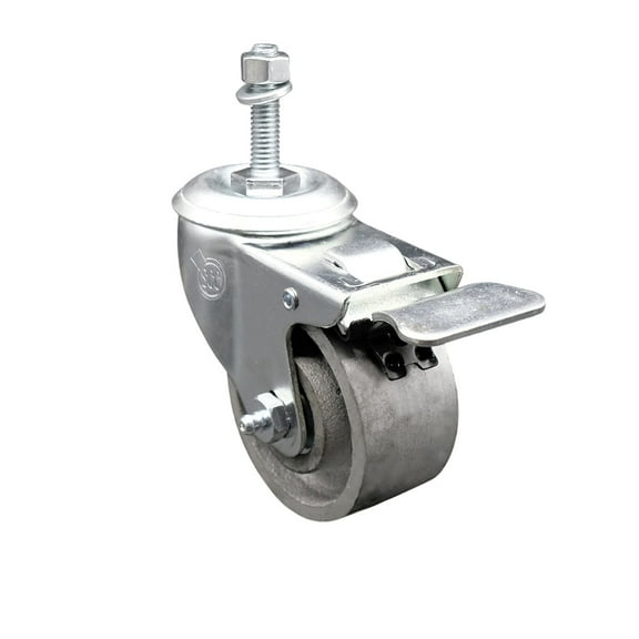 Semi Steel Swivel TS Caster w/Roller Bearing-3" Wheel&10MM Stem w/Total Lock BRK