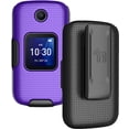 thumbnail image 1 of Case with Clip for Go Flip 4 / TCL FLIP Pro Phone, Nakedcellphone Slim Hard Shell Cover and [Rotating/Ratchet] Belt Hip Holster Holder Combo for Alcatel 4056W, 4056L, 4056Z, 4056V - Purple, 1 of 10