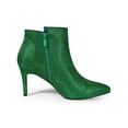 thumbnail image 3 of BLISSFUL STEP Women's Stiletto Heels Glitter Pointed Toe Ankle Boots Zipper Booties Green 9.5, 3 of 7