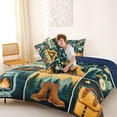thumbnail image 4 of Manfei Rustic Rv Queen Comforter Set,Vintage Tent Pattern Comforter Sets Queen,Green,Navy Blue Reversible,3-Piece,1 Comforter and 2 Pillowcases, 4 of 7