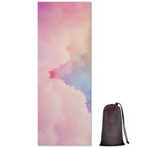 Pastel Rainbow Clouds Hot Yoga Mat Towel Non Slip for Hot Yoga - Quick-Drying Yoga Mat Cover with 4 Corner Pockets with Travel Bag - Hot Yoga Towel Non Slip Grip Moisture Wicking Sweat 70"x26"