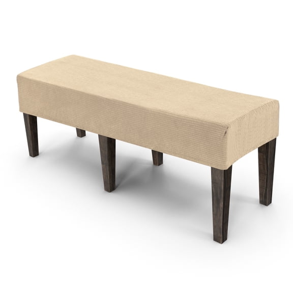 Uxcell Jacquard Bench Slipcover, 49 - 63" Solid Bench Seat Cover, Removable Washable for Banquet/Bedroom/Piano [Khaki, L]