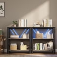 thumbnail image 5 of 3 Tier Book Shelf with LED Lights, Grey Industrial Metal Display Book Case, Open Book Shelf Organizer, Tall Bookshelf, Heavy Duty Storage Bookcase for Bedroom Office Living Room, 5 of 7