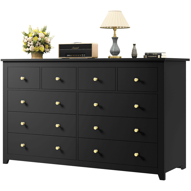 EnHomee Modern Bedroom Dresser, Black with 10 Deep Drawers, Wood Chests & Wide  Dresser - Walmart.com