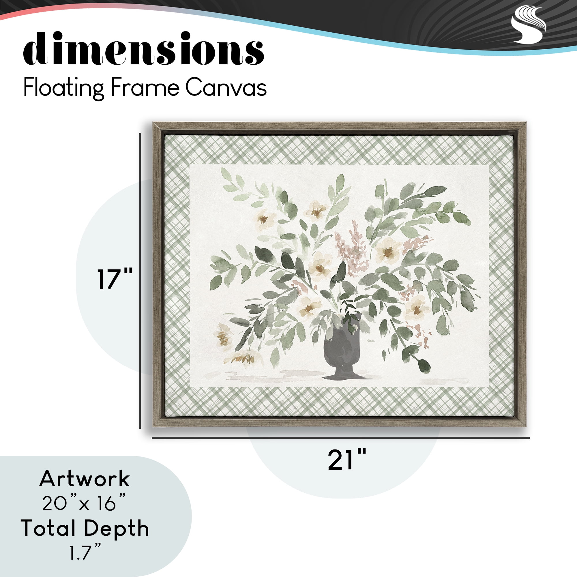 Stupell Industries Springtime Bouquet on Plaid Brown Framed Floater Canvas Wall Art, design by Lucille Price