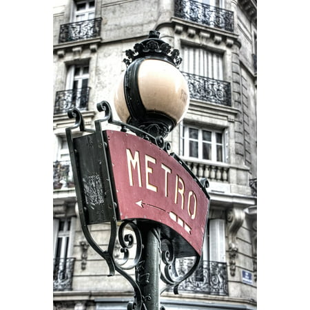 Canvas Print Nostalgia Metro Lantern Nostalgic Paris France Stretched Canvas 10 x (Best Paris Metro App)