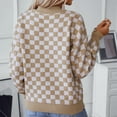 thumbnail image 5 of Qetyuw Womens Checkered Sweater Casual Knitted Plaid V Neck Pullover Jumpers Oversized Chunky Long Sleeve Sweaters, 5 of 8
