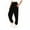 1-Black, variant on Whlbf Pants for Women Plus Size Casual Cotton And Linen Solid Drawstring Elastic Waist Long Straight Trousers