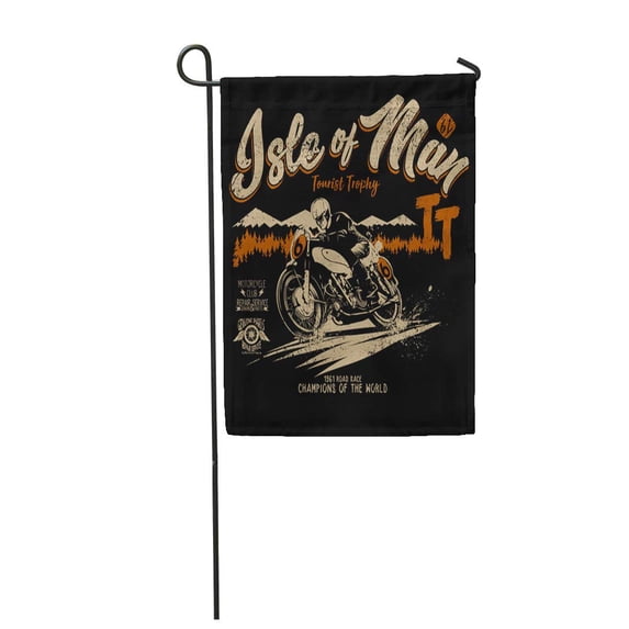 SIDONKU Motorcycle Isle of Man Race Cycle Emblem Motor Badge Bike Garden Flag Decorative Flag House Banner 28x40 inch