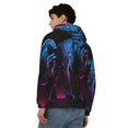 thumbnail image 4 of Wukai Futuristic Purple Panther Print Men's Zip-Up Hoodie,Fleece Full-Zip Hoodie for Men, Hooded Sweatshirt-Large, 4 of 5