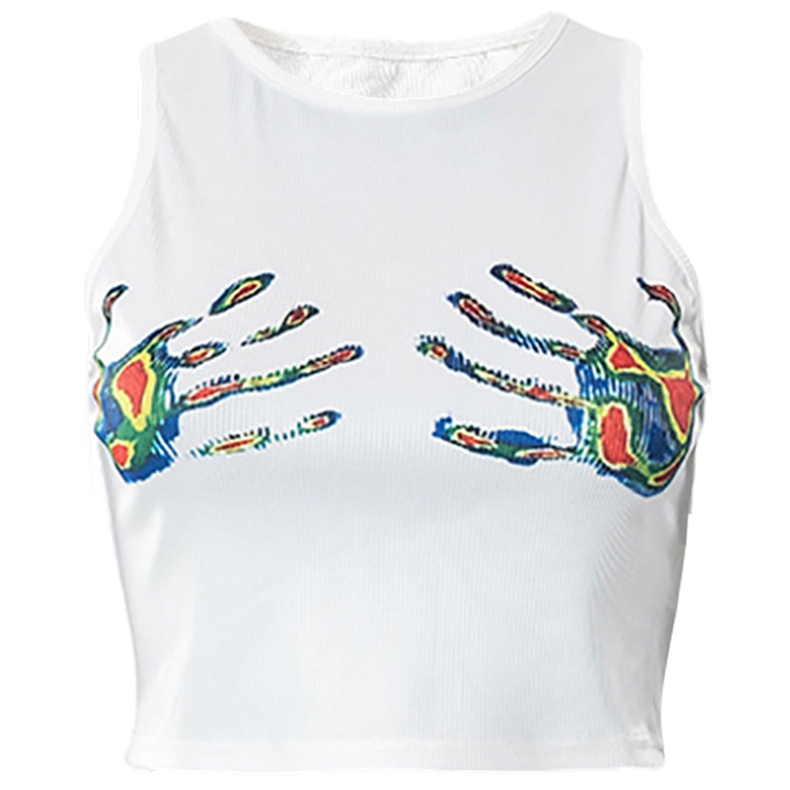 YUUZONE Women Summer Harajuku Ribbed Knit Sleeveless Crop for Tank