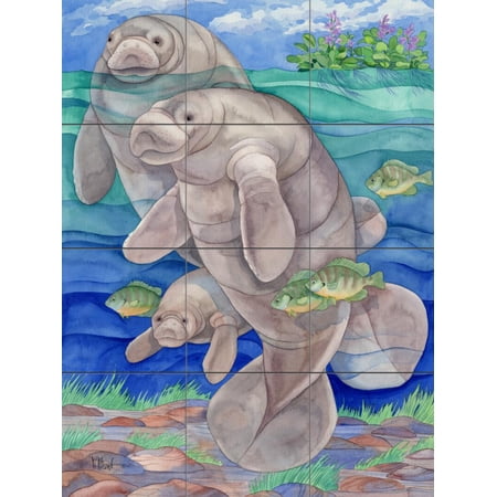 Tile Mural Bathroom Backsplash - Manatee Bay - by Paul Brent