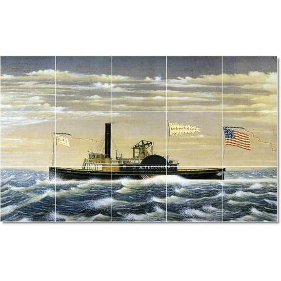 Ceramic Tile Mural-James Bard Ships Tile Mural Renovations Design. 60" w x 36" h using (15) 12 x 12 ceramic tiles