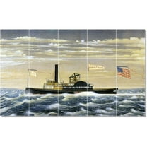 Ceramic Tile Mural-James Bard Ships Tile Mural Renovations Design. 21.25" w x 12.75" h using (15) 4.25 x 4.25 ceramic tiles