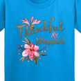 thumbnail image 4 of Inktastic Thankful and Blessed Inspirational Saying with Pink Flowers Youth T-Shirt, 4 of 5