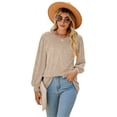 thumbnail image 3 of hirigin Women's Round Neck Tunic Tops, Casual Long Lantern Sleeve Solid Color Ruched T-Shirts, 3 of 7