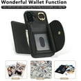 thumbnail image 7 of for iPhone 16 Wallet Case with Card Holder Women Men, Flip PU Leather Kickstand Shockproof Protective Phone Cover Magnetic Clasp 360 Rotation Ring Stand for iPhone 16, Black, 7 of 7