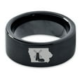 thumbnail image 2 of Tungsten Iowa Hawkeye State Windmill Band Ring 9mm Men Women Comfort Fit Black Flat Cut Brushed Polished, 2 of 4
