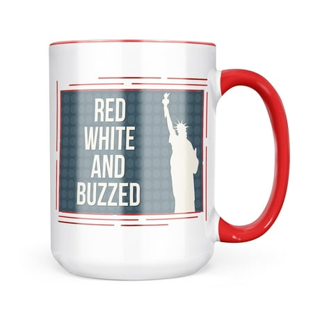 

Christmas Cookie Tin Red White and Buzzed Fourth of July Lady Liberty Mug gift for Coffee Tea lovers