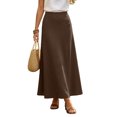 thumbnail image 2 of IUYRTFE Women Elastic Waist Cotton Linen Midi Skirt Solid Color Casual A Line Skirt for Summer Vacation Daily Wear, 2 of 7