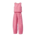 thumbnail image 7 of DYTTDG Women's Gingham Print 2-Piece Outfit | Sleeveless Round Neck Top & Elastic Waist Wide Leg Pants Set with Pockets, Casual Lounge Set, 7 of 7