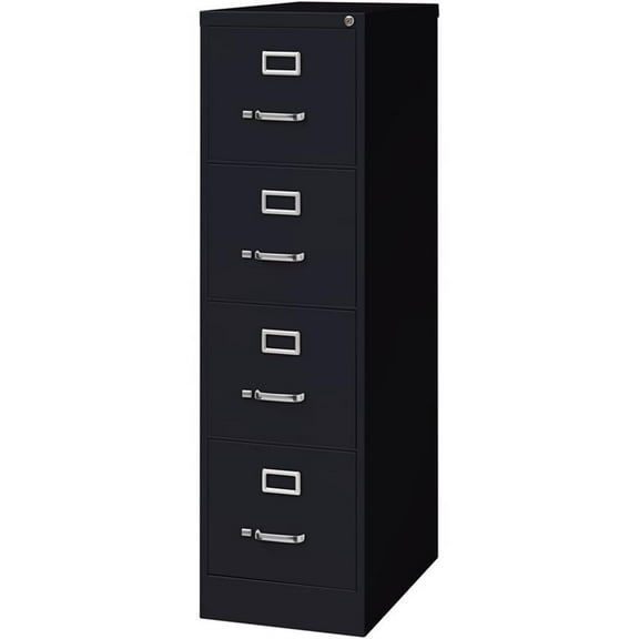 Bowery Hill 25" 4-Drawer Metal Letter Width Vertical Filing Cabinet in Black